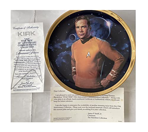 Vintage 1991 Star Trek The Original Series Captain James T Kirk 25th Anniversary Commemorative Plate- Shop Stock Room Find