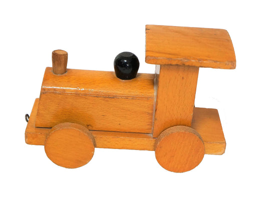 Vintage 1950's Wooden Train Engine Hand Made Toy With Front Hook - Very Good Condition