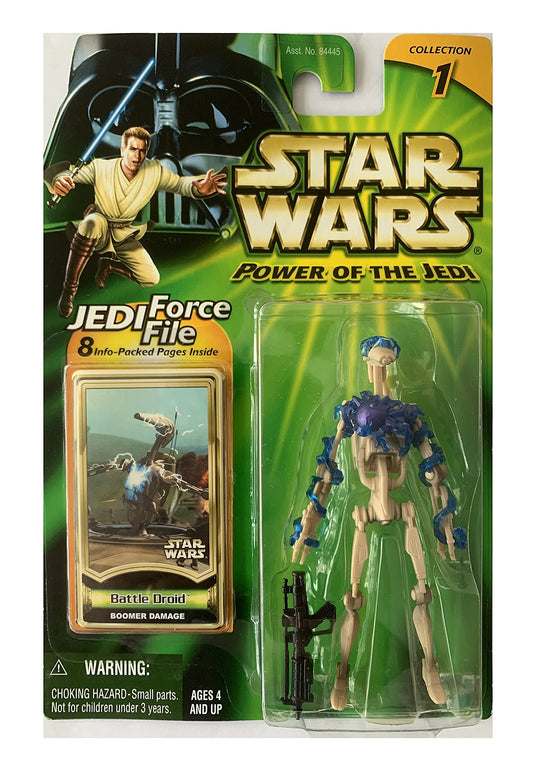 Vintage 2000 Star Wars The Power Of The Jedi Battle Droid With Boomer Damage Action Figure - Brand New Factory Sealed Shop Stock Room Find