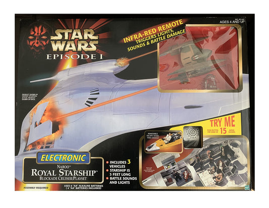 Vintage Star Wars 1999 Episode 1 The Phantom Menace Electronic Naboo Royal Starship Blockade Cruiser Playset - Brand New Factory Sealed Shop Stock Room Find (Copy)