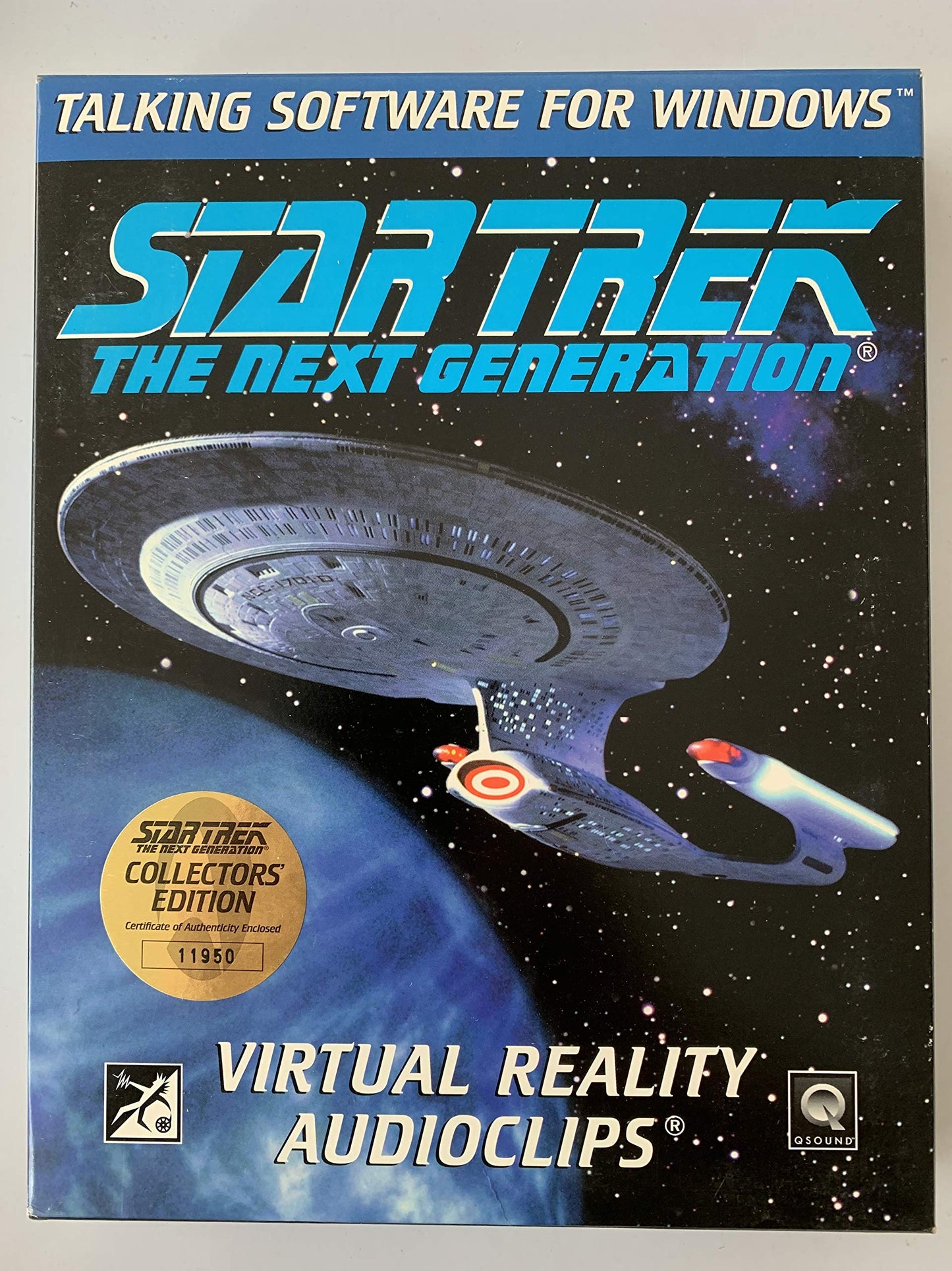 Vintage 1995 Star Trek The Next Generation Talking Software For Windows - Virtual Reality Audioclips Collectors Edition - Former Shop Counter Display Item