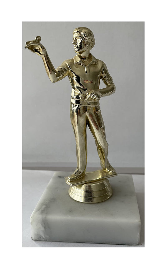 Vintage 1970's Darts Champion Winners Trophy On Marble Base
