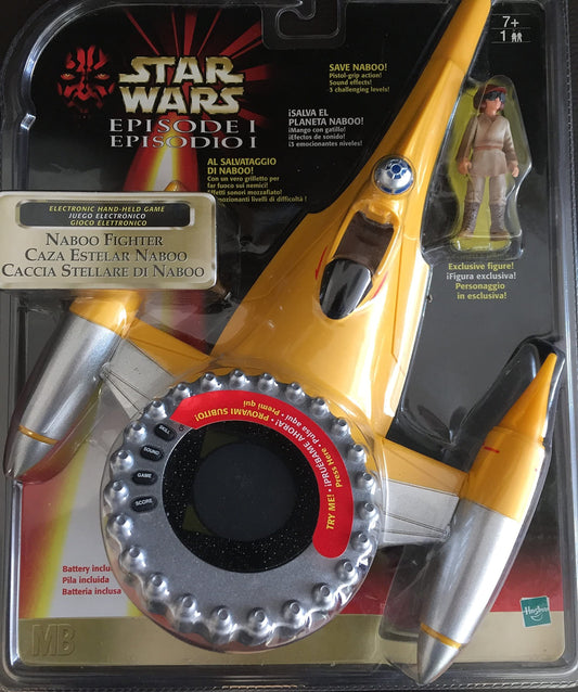 Vintage 1999 Star Wars Episode 1 The Phantom Menace Naboo Fighter Electronic Hand Held Game With Exclusive Anakin Skywalker Action Figure - Brand New Factory Sealed Shop Stock Room Find