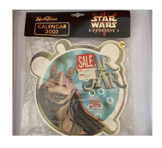 Vintage Star Wars Episode 1 Jar Jar Binks The Official 2000 Calendar - Factory Sealed Shop Stock Room Find