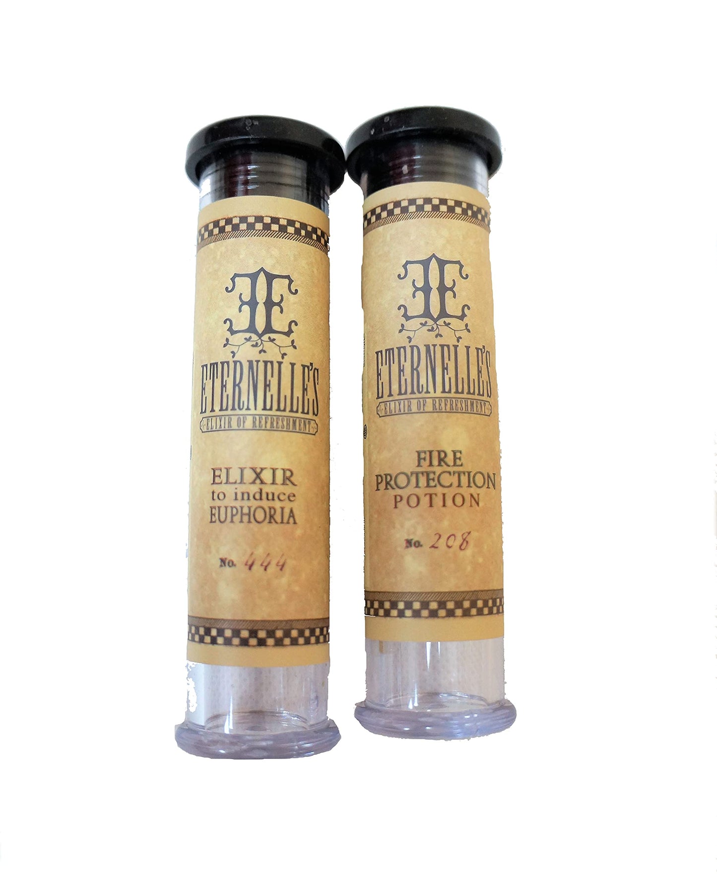 The Wizarding World Of Harry Potter 2 x Empty Potion Bottles - Elixir To Induce Euphoria & Fire Protection Potion - Fantastic Condition