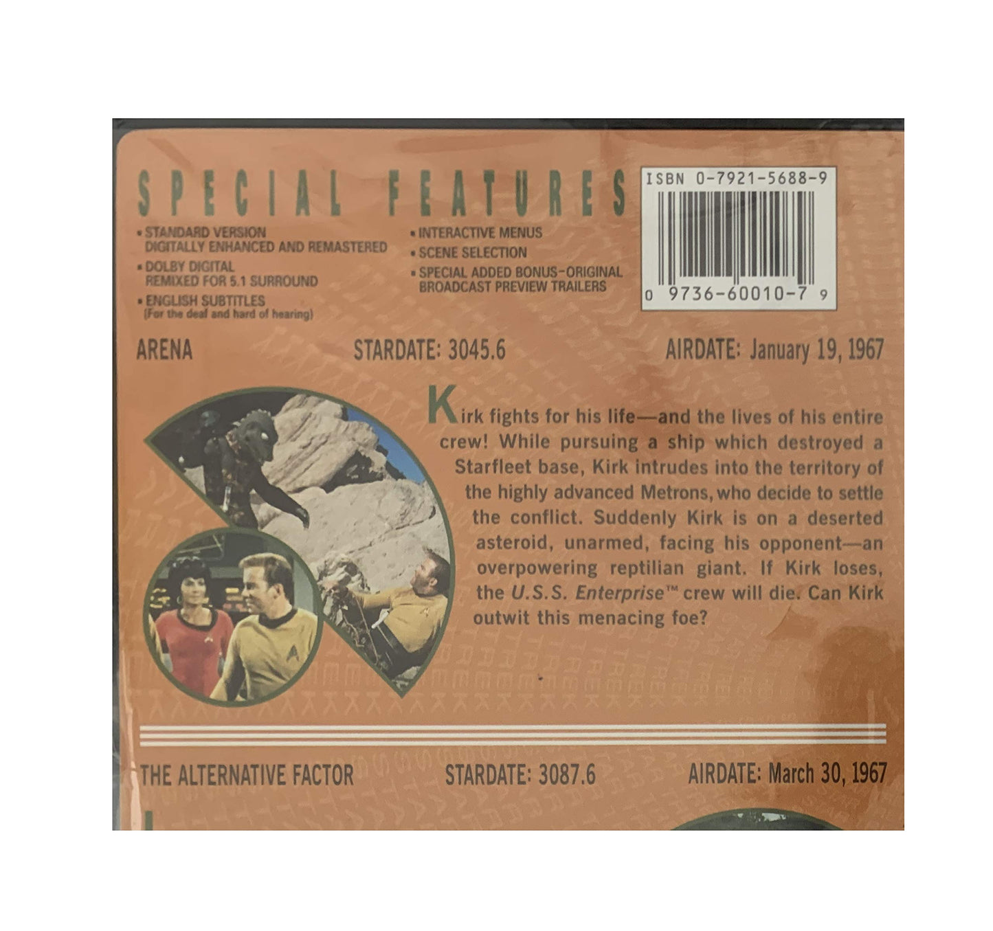 Star Trek The Original Series Vol 10 Double Episode DVD - Ep 19 - Arena / Ep 20 - The Alternative Factor - Region 1 USA Import