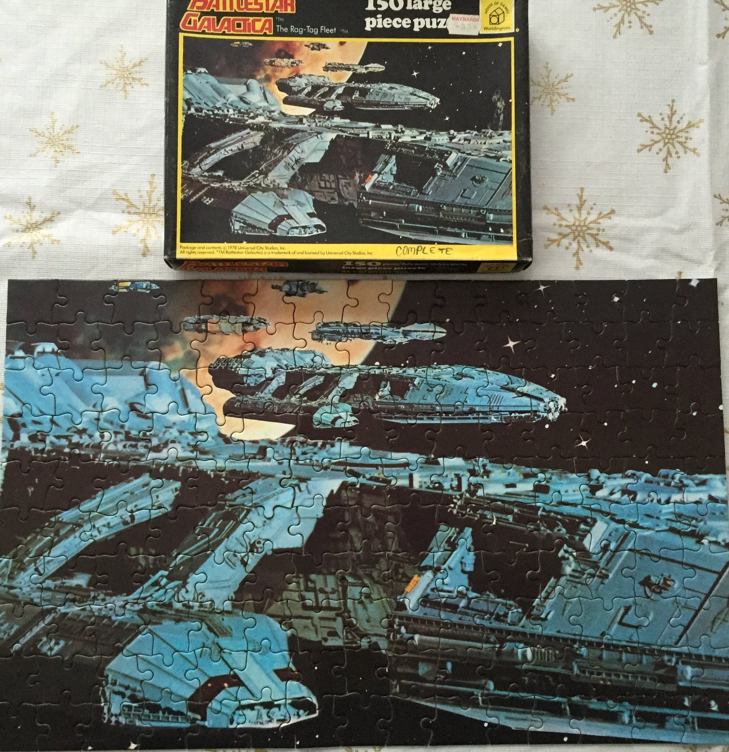 Battlestar Galactica Vintage 1978 Waddingtons 150 Large Piece Jigsaw Puzzle Number 138C The Rag-Tag Fleet Complete In The Original Box