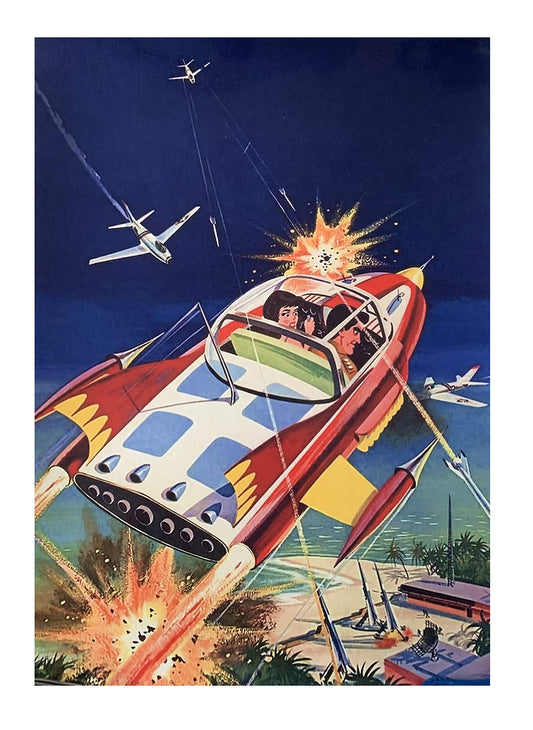 Vintage Gerry Andersons SuperCar - Supercar Under Attack With Mike Mercury and Felicity Photo Quality Print 16 by 12 inches Colour Poster Size On Card - Brand New Stock Find