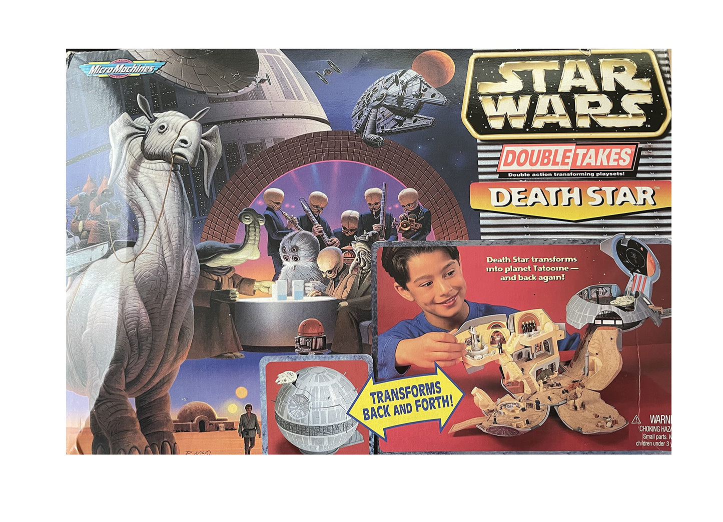 Vintage 1993 Star Wars A New Hope Micro Machines Double Takes Death Star Action Play Set Double Action Transforming Into Tatooine - In The Original Box