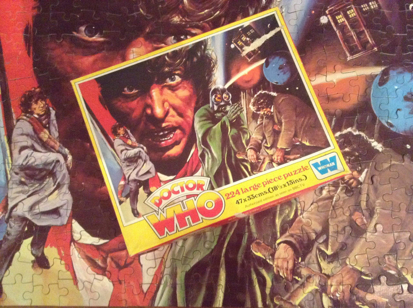 Doctor Who Vintage 1977 Whitman 224 Large Piece Jigsaw Puzzle Featuring Tom Baker As The Doctor