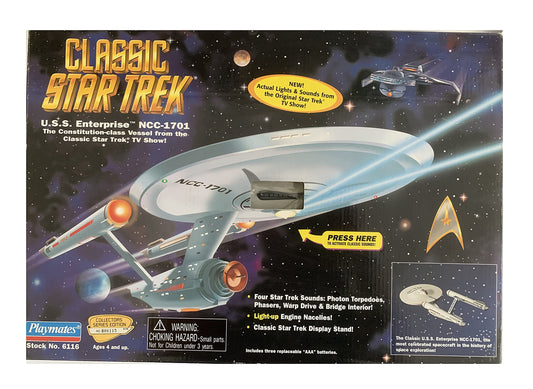 Vintage Playmates 1995 Classic Star Trek Collectors Series Electronic Starship Enterprise NCC-1701 Replica Star Ship - Shop Stock Room Find
