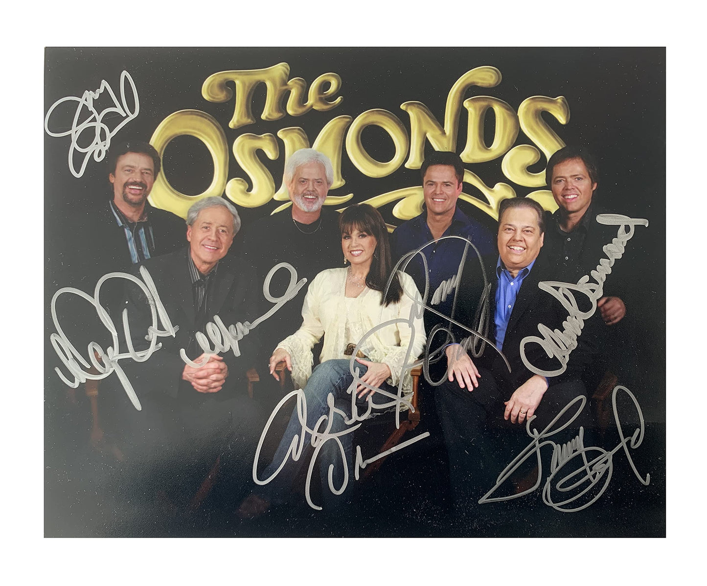 The Osmonds 50th Anniversary Tour - Hand Signed Photograph All 7 Osmonds - Alan, Wayne, Merrill, Jay, Donny, Jimmy And Marie - Mint Condition