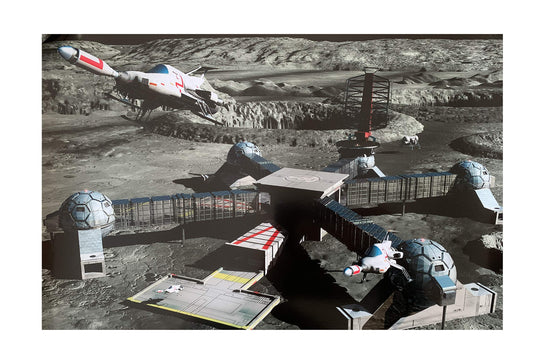 Vintage Gerry Andersons UFO - Interceptors Taking Off From Moonbase Photo Quality Print 16 by 12 inches Colour Poster Size On Card - Brand New Stock Find