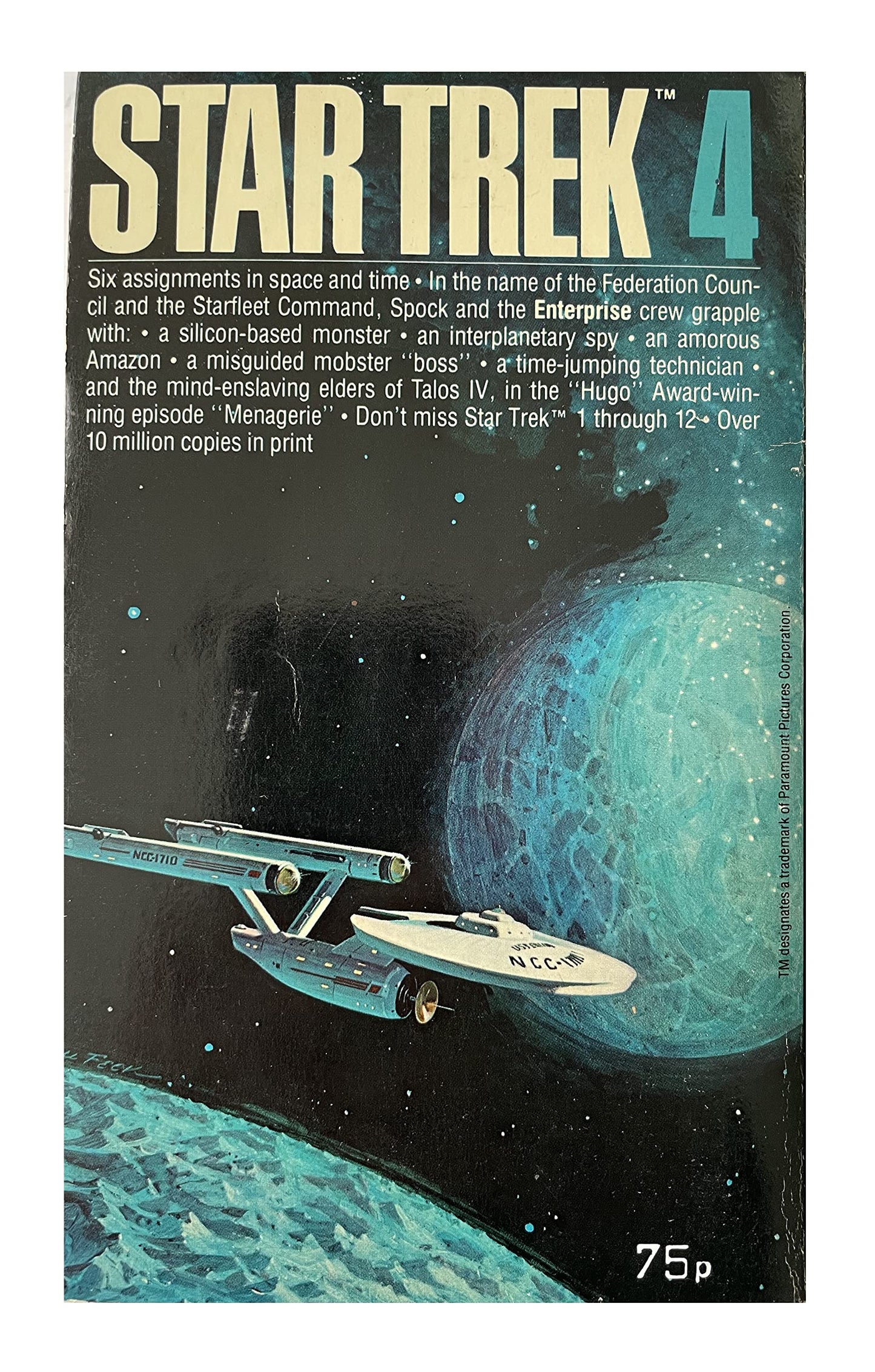 Vintage 1978 Star Trek 4 - Adapted From The Original Television Series - Paperback Book - By James Blish
