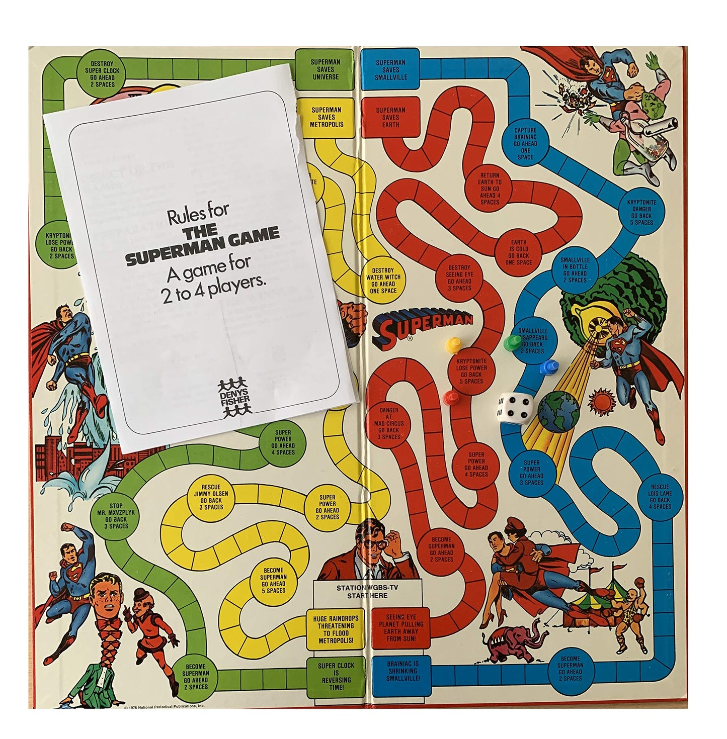 Vintage 1976 Superman The Board Game - Action Packed Adventure - Former Shop Counter Display Game
