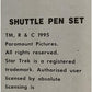 Pen Set Vintage 1995 Star Trek The Next Generation Shuttle Factory Sealed Shop Stock Room Find