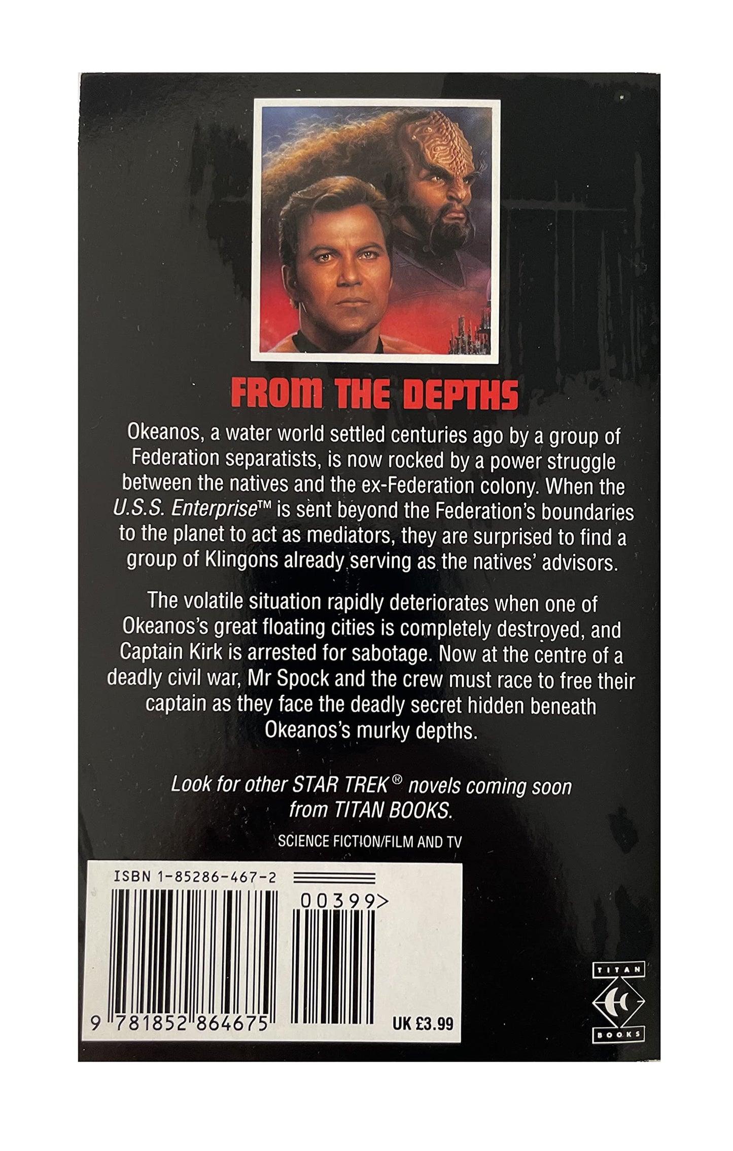 Vintage 1993 The New Star Trek Novel - From The Depths - Paperback Book - By Victor Milan - Shop Stock Room Find