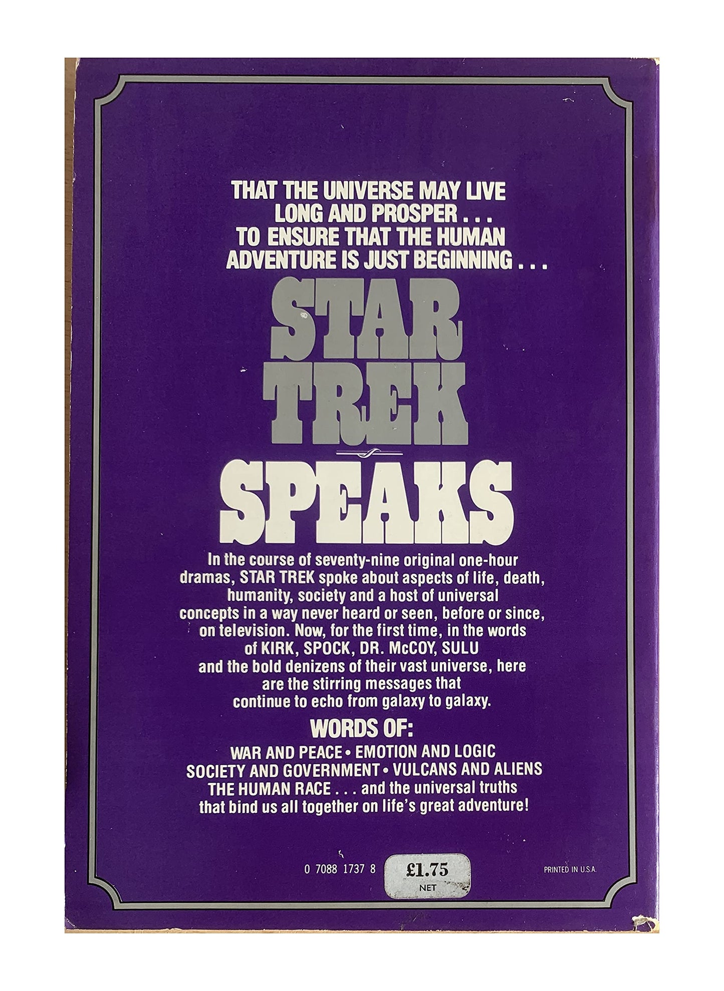 Vintage 1979 Star Trek Speaks - Large Paperback Book by Susan Sackett, Fred Goldstein and Stan Goldstein