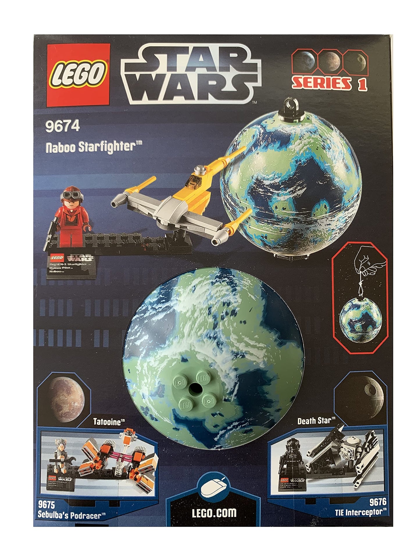 Vintage 2012 Star Wars Lego Series 1 No. 9674 - Naboo Starfighter And Naboo Planet Set - Brand New Factory Sealed Shop Stock Room Find