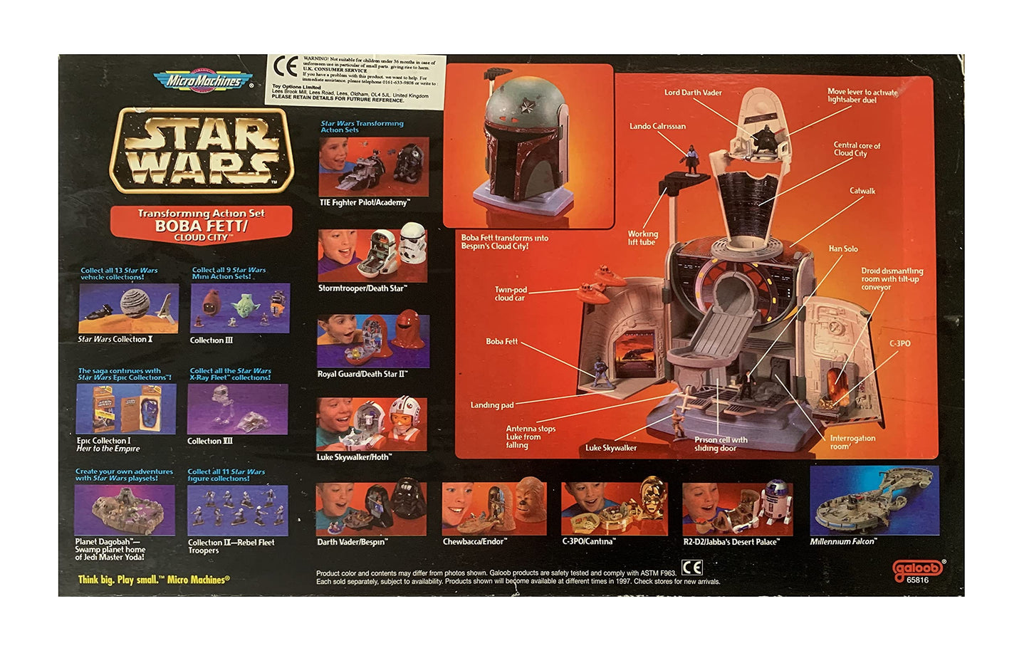 Vintage Ultra Rare 1997 Star Wars Micro Machines Boba Fett Head / Cloud City Transforming Action Play Set - Brand New Factory Sealed Shop Stock Room Find