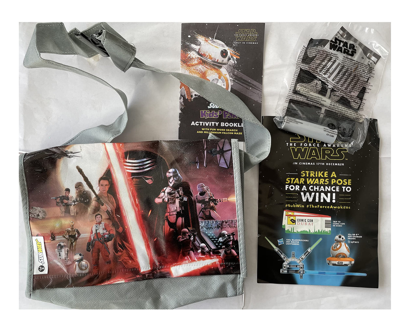 Star Wars The Force Awakens Subway Kids Pack - Includes Sandwich Tote Bag, Lightsaber Glow Stick, Activity Book & Competition Entry