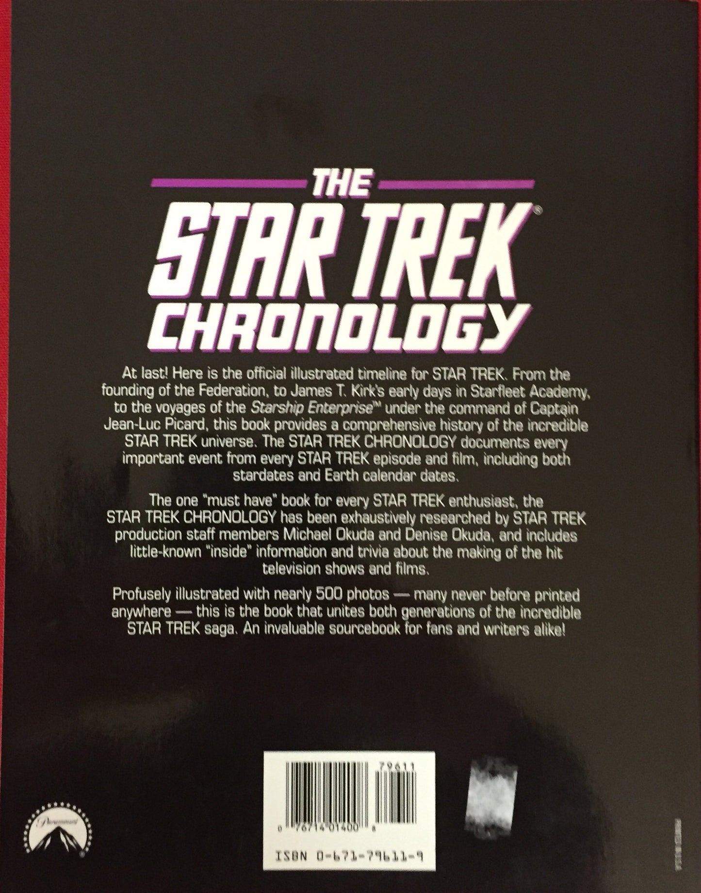 Vintage 1993 Star Trek Chronology The History Of The Future Large Paperback Book - Unsold Shop Stock Room Find