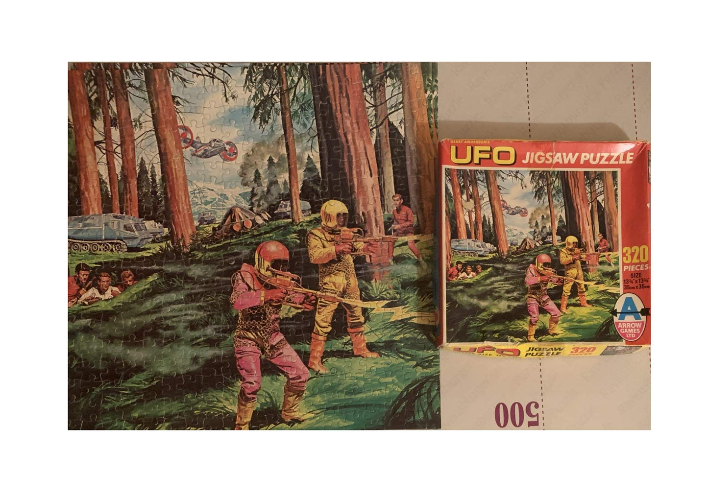 Vintage Gerry Andersons Arrow Games Ltd 1970 UFO 320 Piece Jigsaw Puzzle No. 2316 The Aliens Last Stand - Complete And In The Original Box