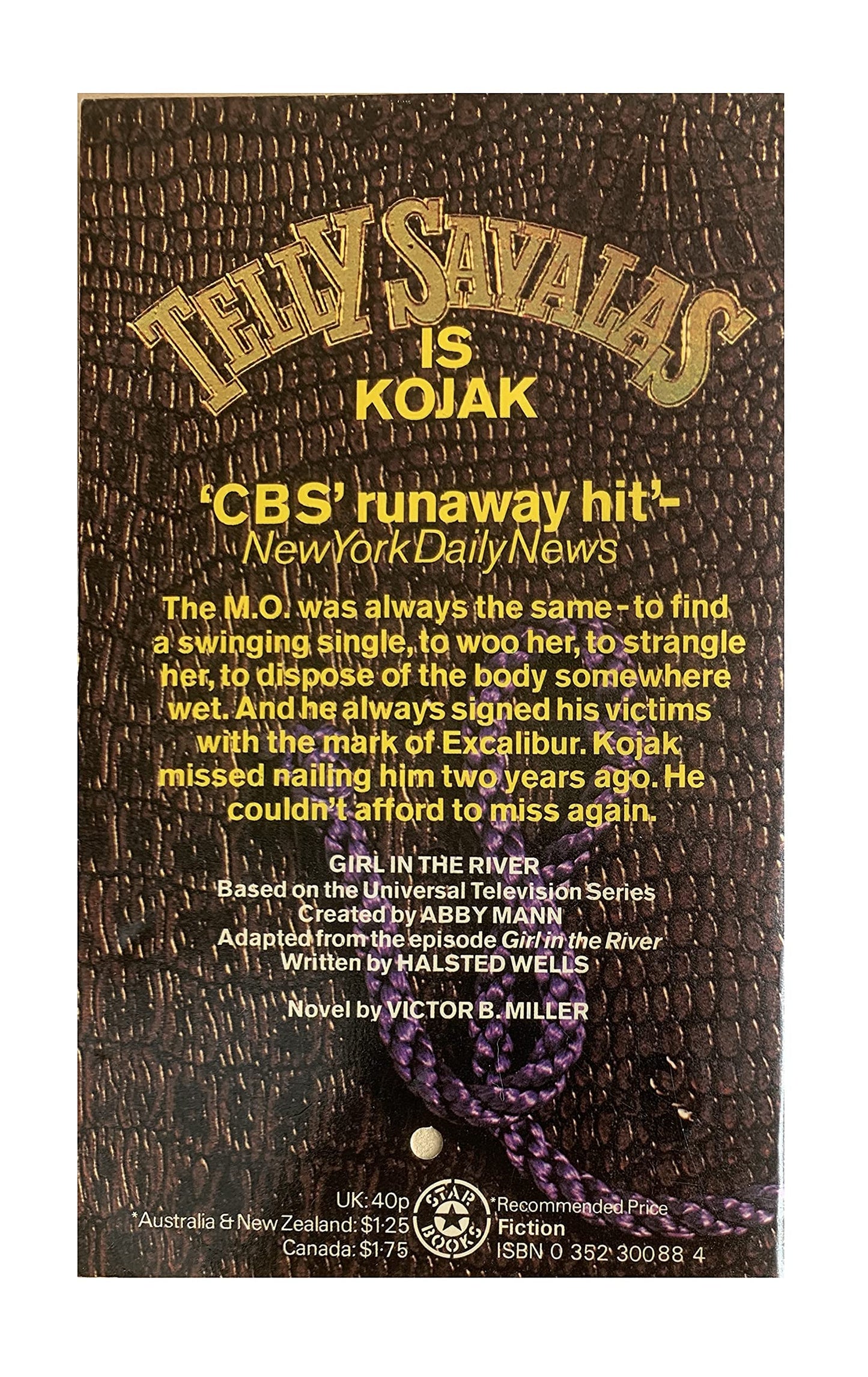 Vintage 1975 Telly Savalas Is Kojak - The Girl In The River Paperback Book by Victor B Miller
