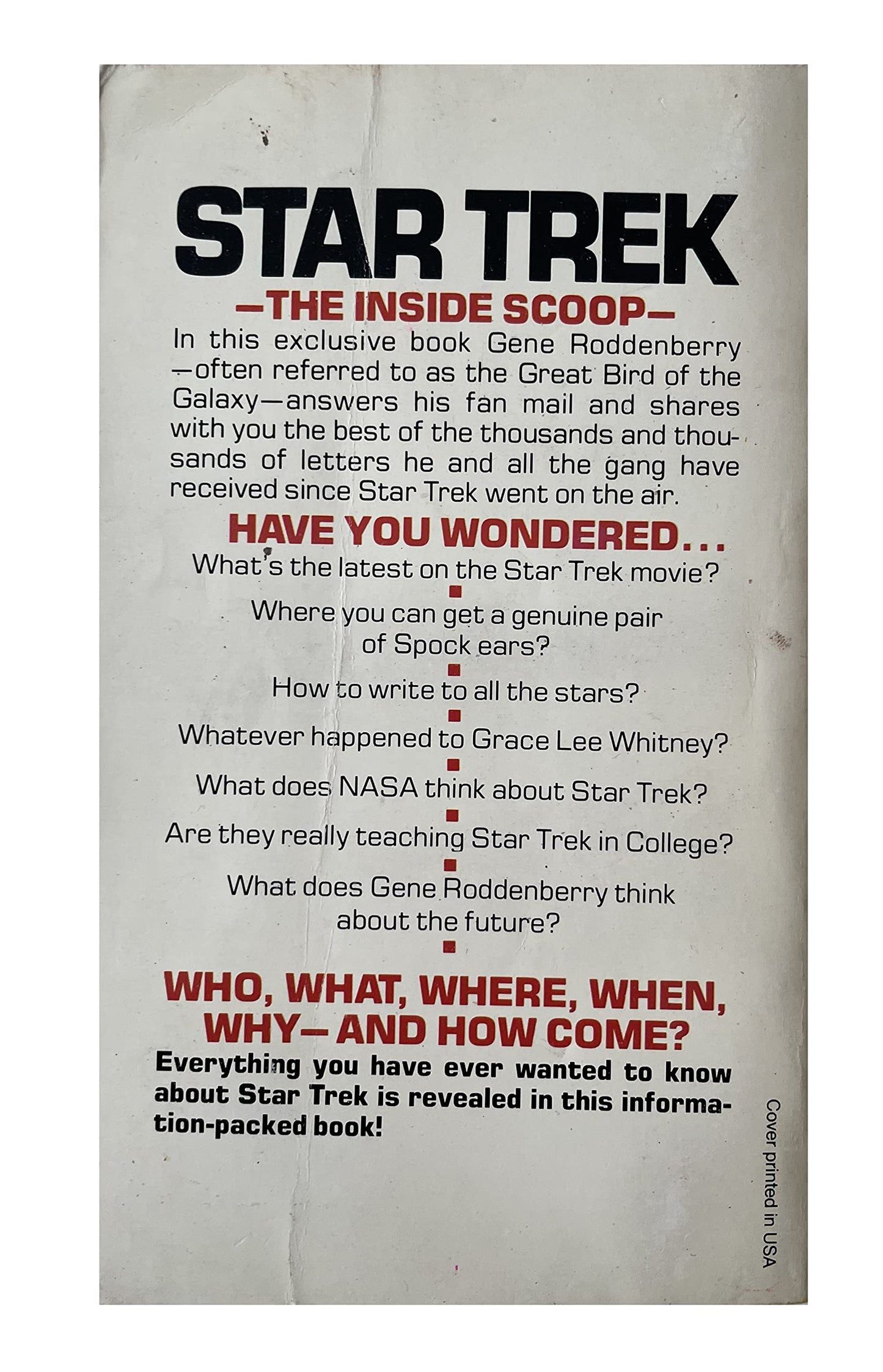 Vintage 1977 Letters To Star Trek - Paperback Book - By Susan Sackett
