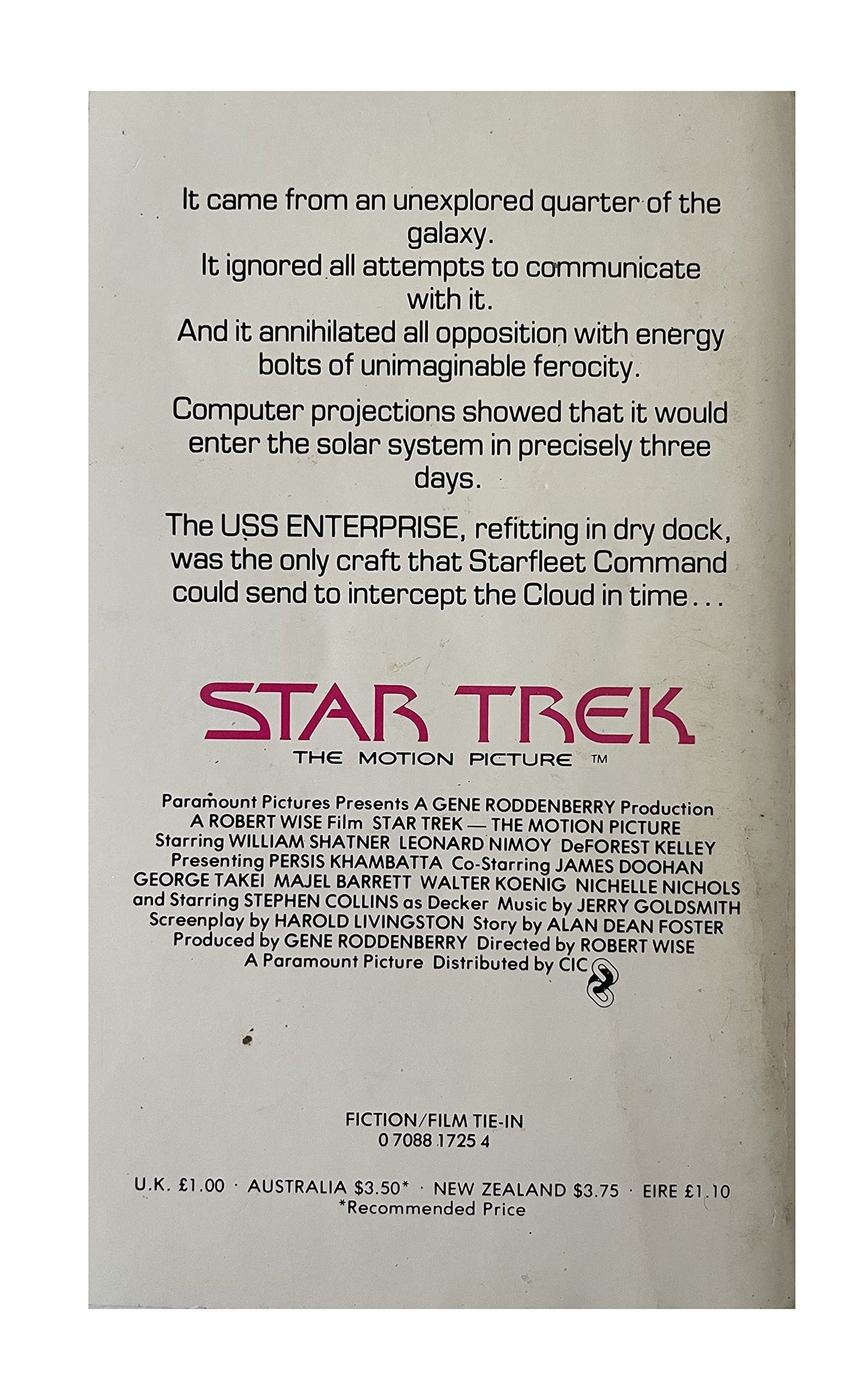 Vintage 1979 - Star Trek The Motion Picture Paperback Novel Of The Blockbuster Movie By Gene Roddenberry