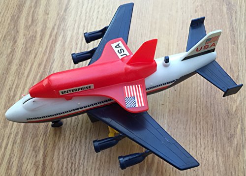 Vintage Ace Toy 1980's In The Year 2121 Space Shuttle Enterprise On A Nasa USA B747 Wind Up Auto Turn Around Action Air Plane Mint In Box