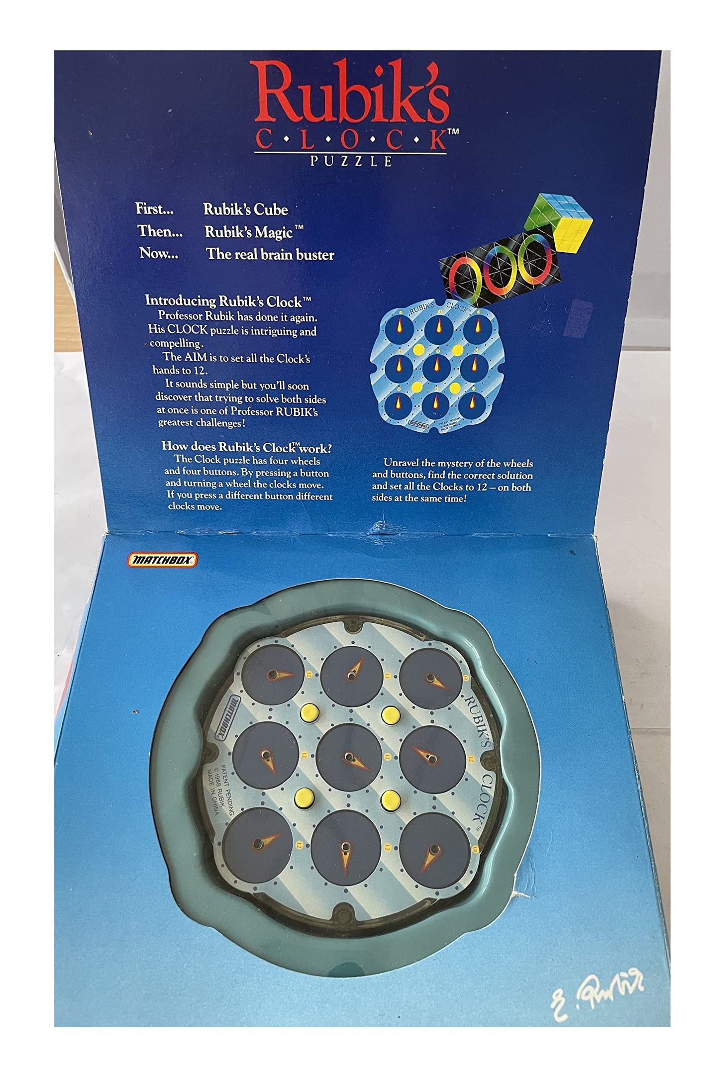 Vintage 1988 Rubik's Clock Puzzle - Fully Working - In The Original Box