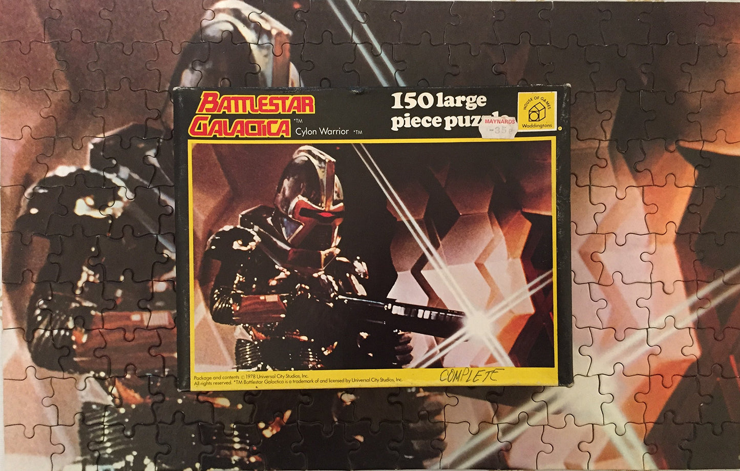 Battlestar Galactica Vintage 1978 Waddingtons 150 Large Piece Jigsaw Puzzle Number 138A Cylon Warrior Complete In The Original Box