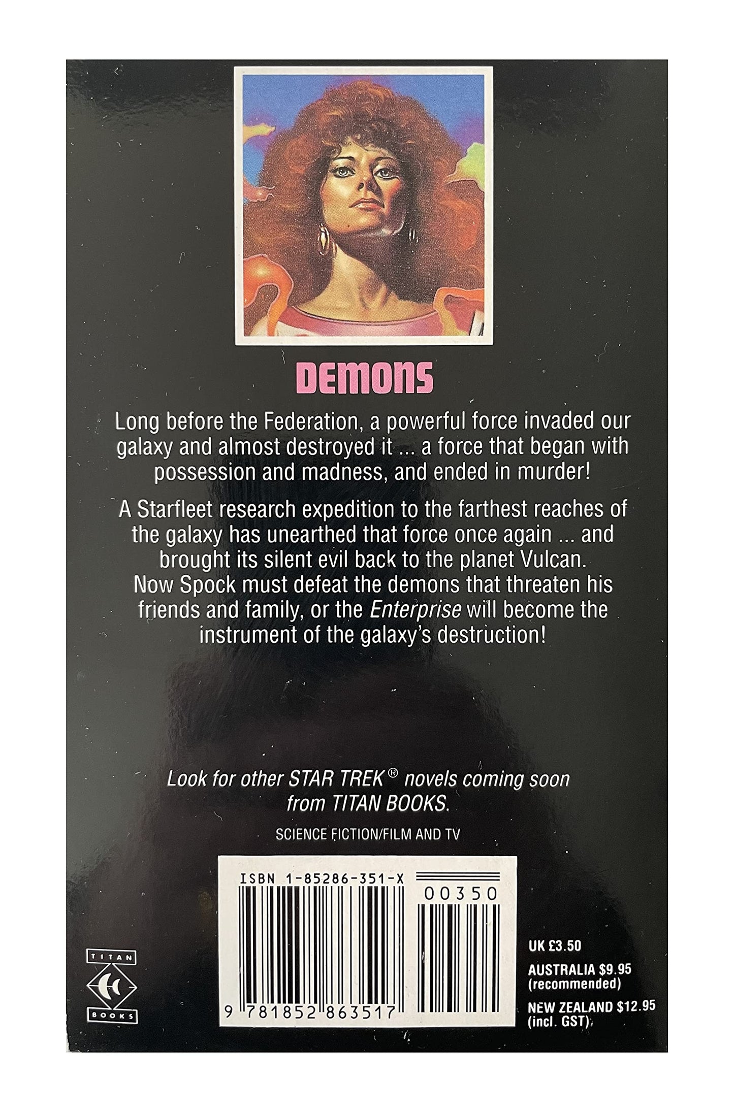 Vintage 1991 The New Star Trek Novel - Demons - Paperback Book - By J.M. Dillard - Shop Stock Room Find