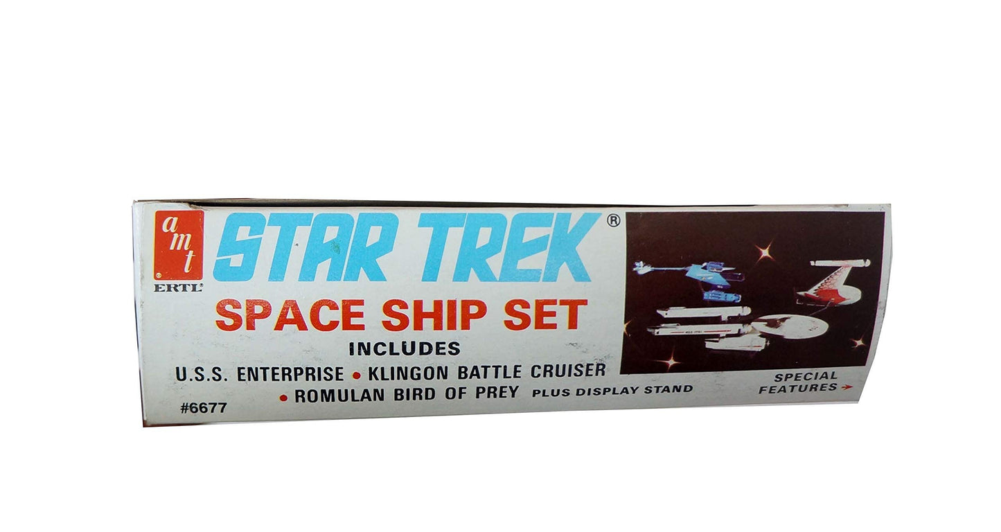 Vintage AMT 1983 Star Trek Snap Together Space Ship Model Set - 3 x Scale Models With Display Stand