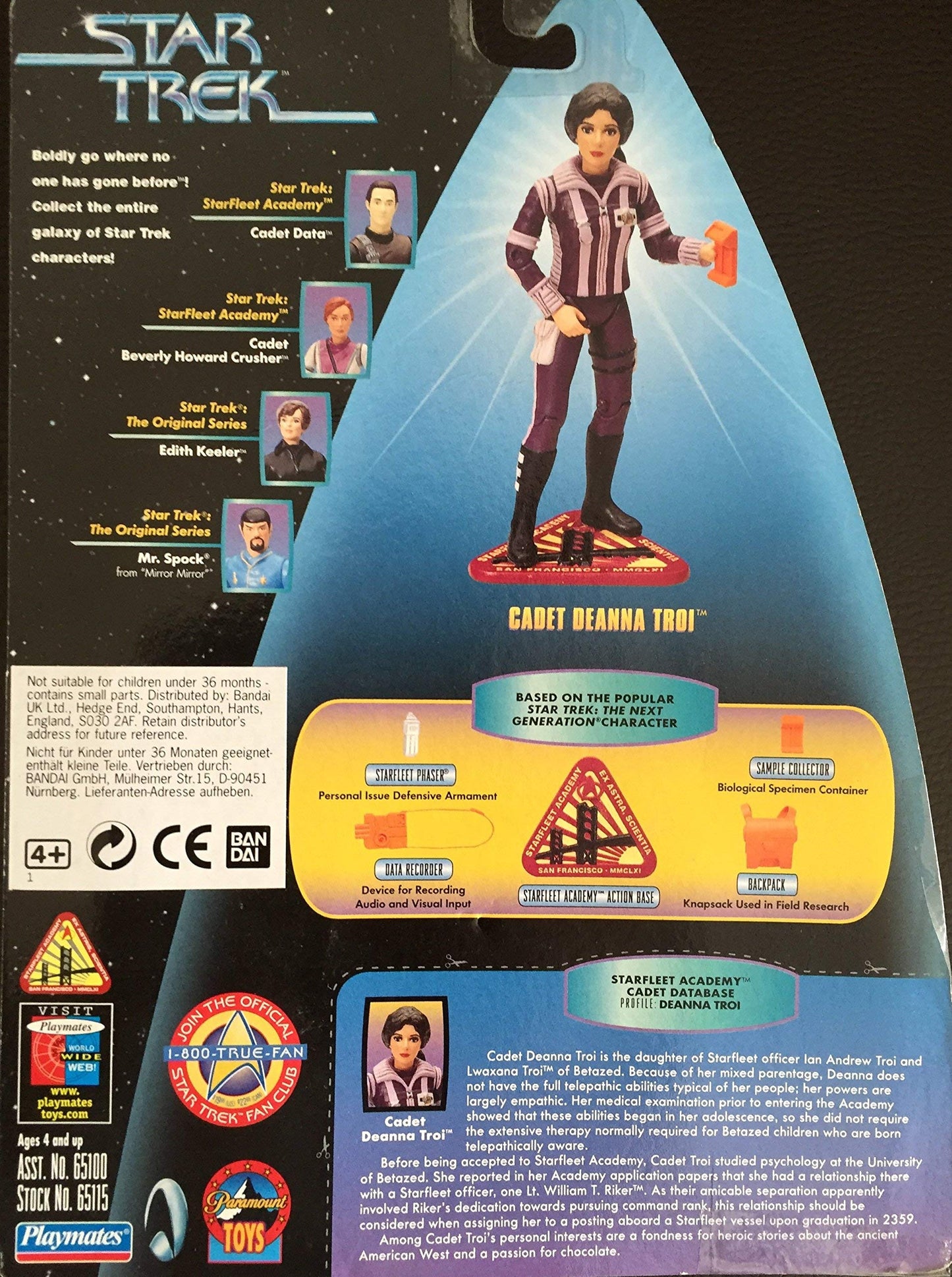 Vintage 1997 Star Trek Warp Factor Series 3 Cadet Deanna Troi Action Figure - Brand New Factory Sealed Shop Stock Room Find