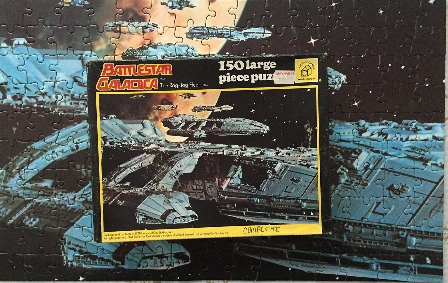 Battlestar Galactica Vintage 1978 Waddingtons 150 Large Piece Jigsaw Puzzle Number 138C The Rag-Tag Fleet Complete In The Original Box