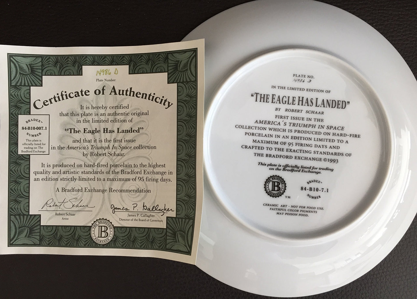 Apollo 11 25th Anniversary Limited Edition "The Eagle Has Landed" By Robert Schaar Collector Plate - Brand New Shop Stock Room Find