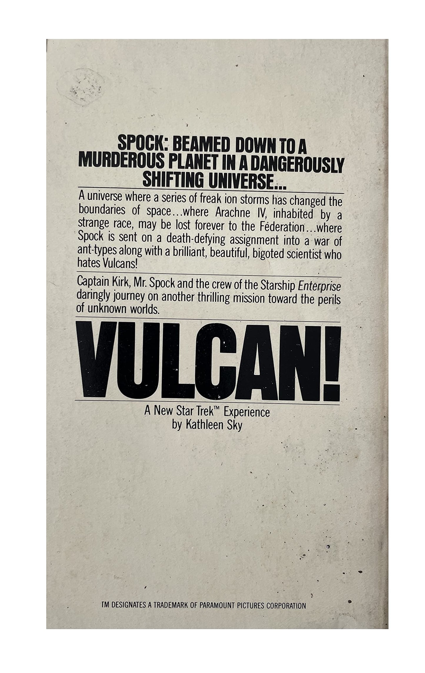 Vintage 1978 A New Star Trek Experience - Vulcan! - Paperback Book - By Kathleen Sky
