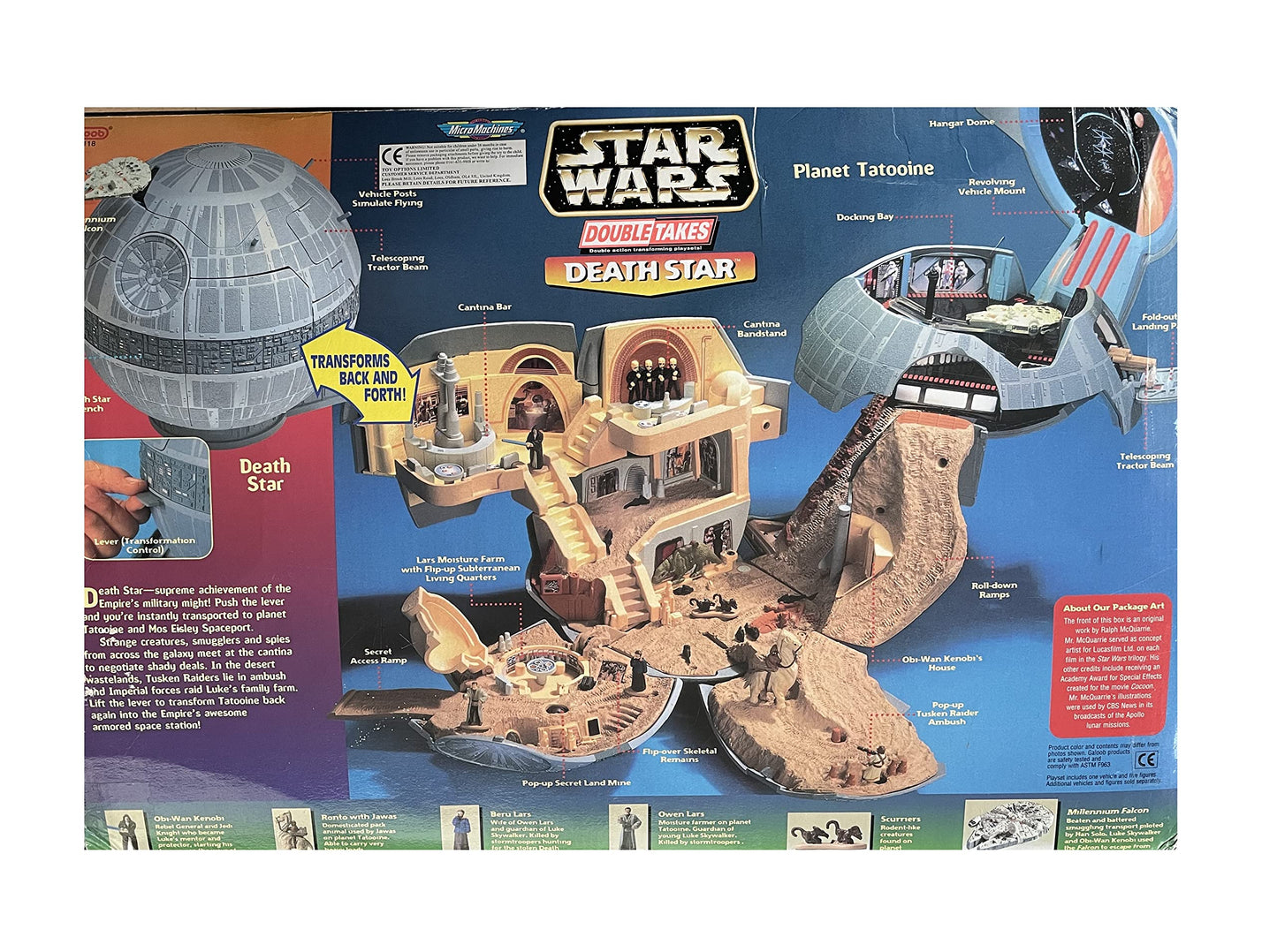 Vintage 1993 Star Wars A New Hope Micro Machines Double Takes Death Star Action Play Set Double Action Transforming Into Tatooine - In The Original Box