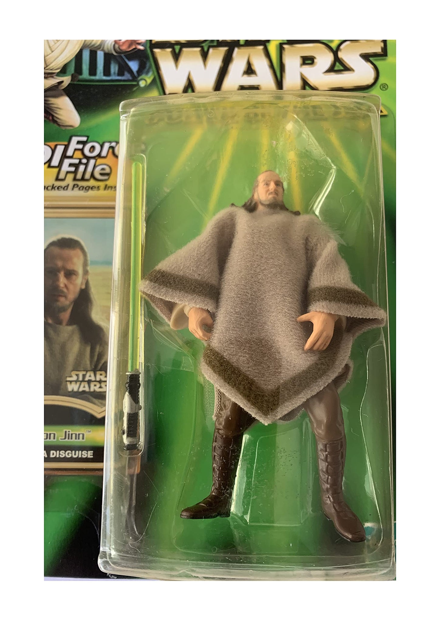 Vintage Star Wars The Power Of The Jedi Qui-Gon Jinn Mos Espa Disguise Action Figure With Lightsaber - Brand New Factory Sealed Shop Stock Room Find