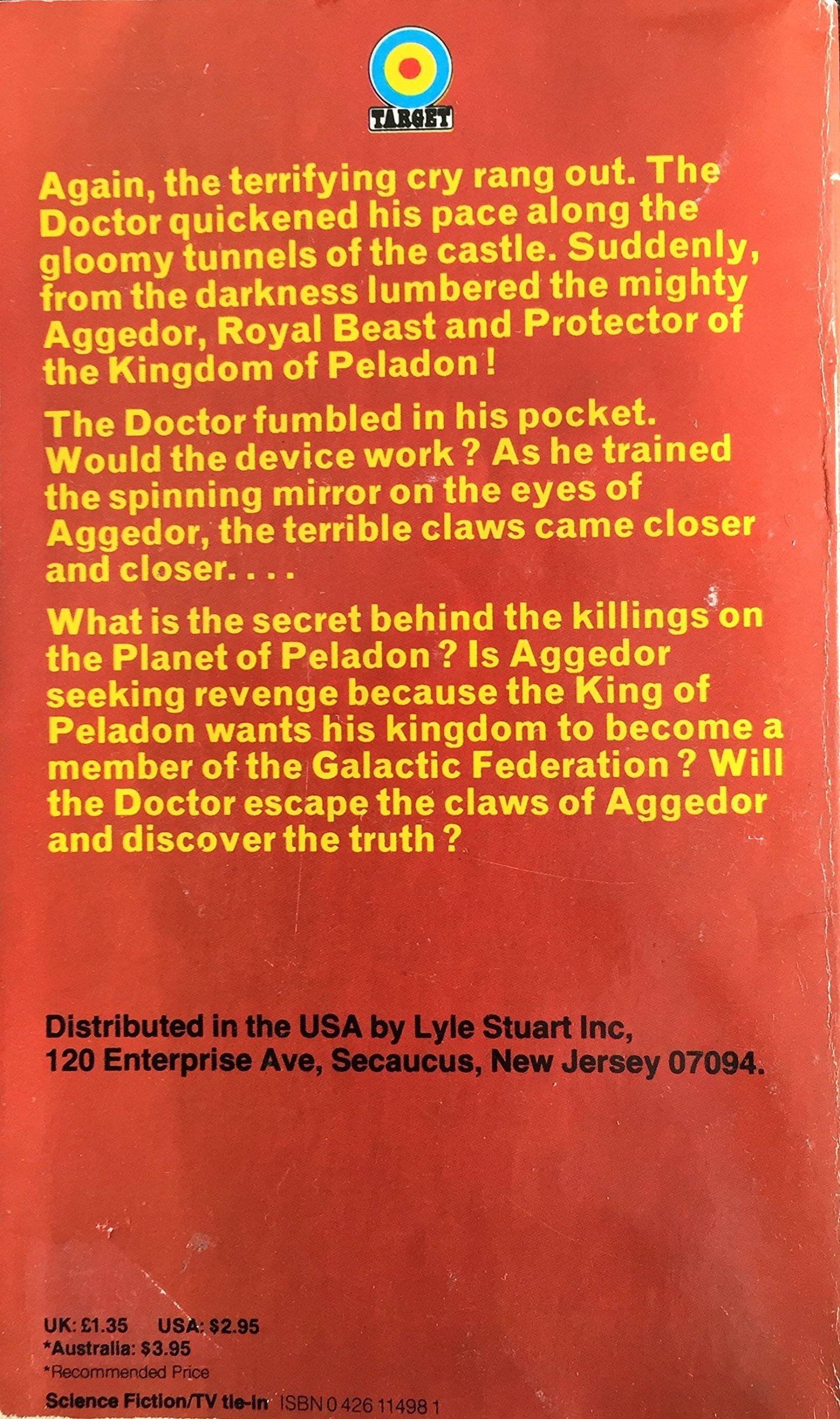 Vintage Doctor Who And The Curse Of Peladon Target Novel 1984 Paperback Book