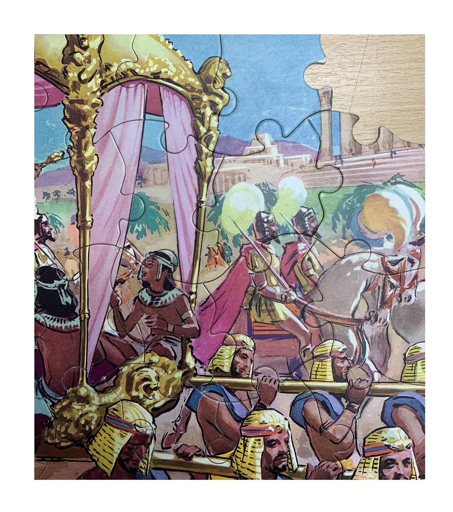 Vintage 1960's Waddingtonns Junior Extra Large Piece Jigsaw Puzzle - No. 20 - The Queen Of Sheba Visits King Solomon In The Original Box - Missing 1 Piece