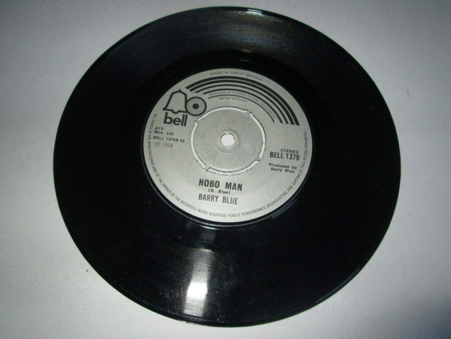 Barry Blue - A. Side - Hot Shot, B.Side - Hobo Man, Bell Records Label 1974, 7 inch vinyl Single Record