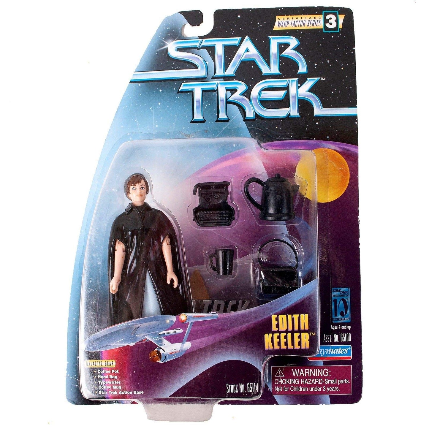 Vintage 1997 Star Trek Warp Factor Series 3 Edith Keeler Action Figure from Star Trek The Original Series Episode The City On The Edge Of Forever - Brand New Factory Sealed Shop Stock Room Find