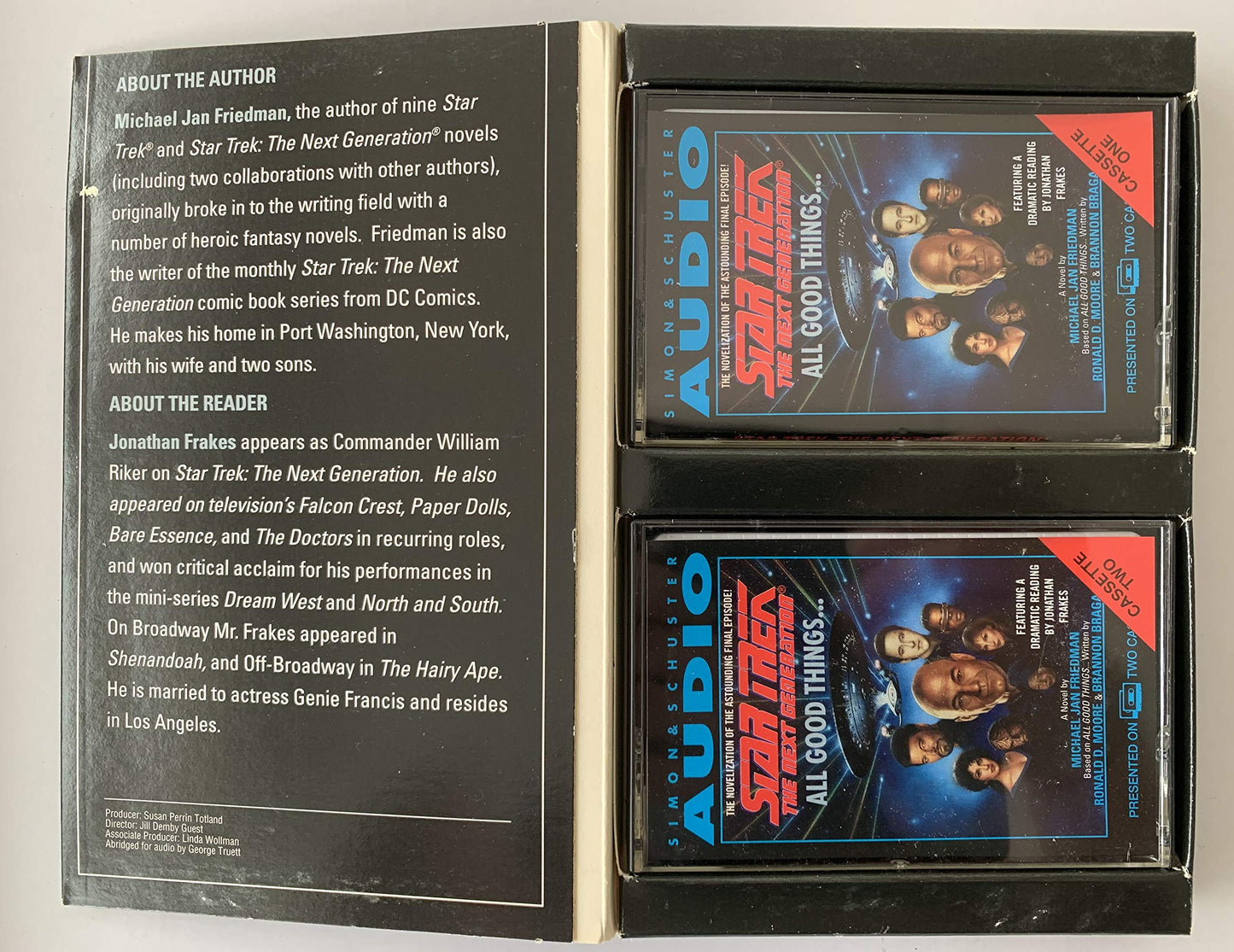 Vintage 1994 Star Trek The Next Generation All Good Things Simon & Schuster Double Audio Cassette Read By Jonathan Frakes AKA Will Riker - Fantastic Condition In The Original Box