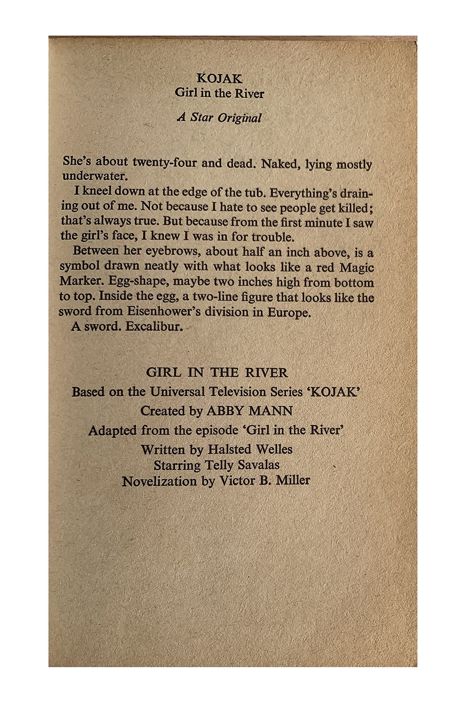 Vintage 1975 Telly Savalas Is Kojak - The Girl In The River Paperback Book by Victor B Miller