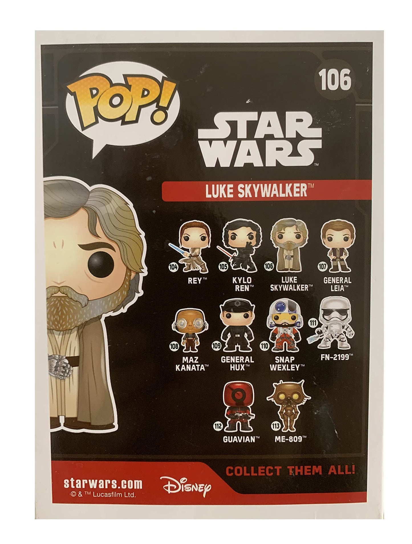 Funko 2016 - Star Wars The Force Awakens - Luke Skywalker Pop Vinyl Bobble Head Figure - Brand New Shop Stock Room Find