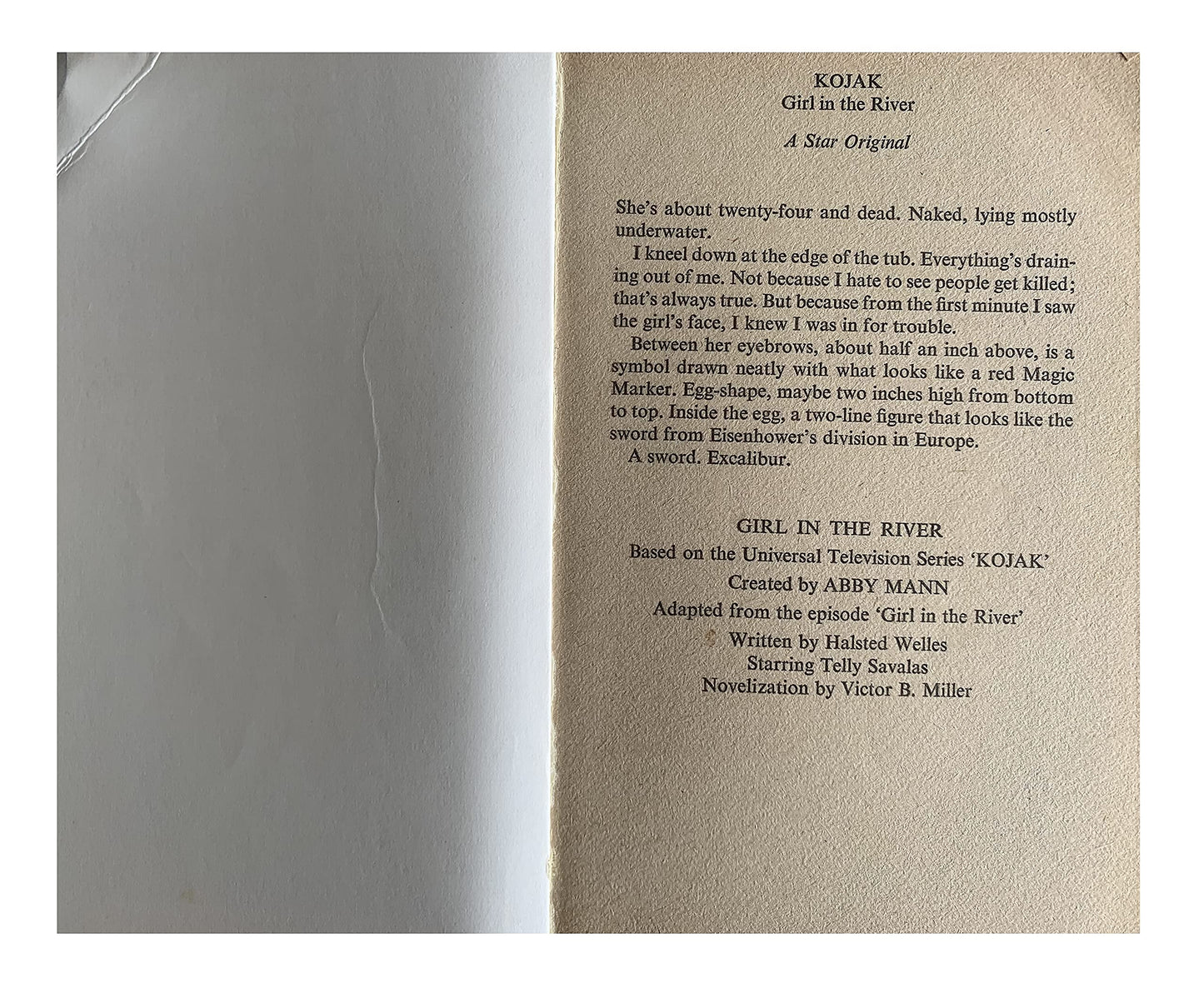 Vintage 1975 Telly Savalas Is Kojak - The Girl In The River Paperback Book by Victor B Miller