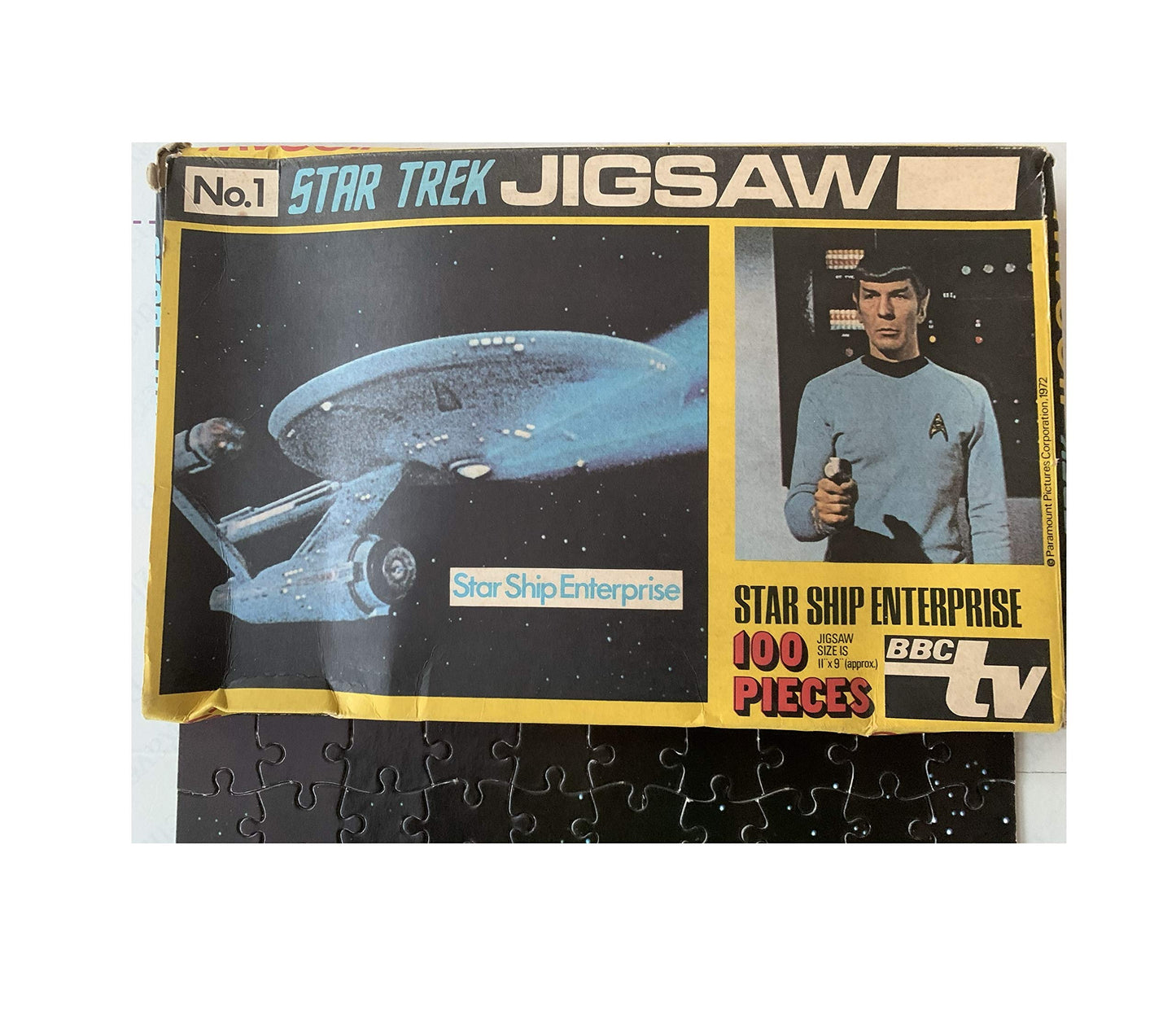 Star Trek Vintage 1972 Pleasure Products 100 Piece Jigsaw Puzzle Number 1 The Star Ship Enterprise Jigsaw Puzzle - Incomplete Missing 1 Piece.